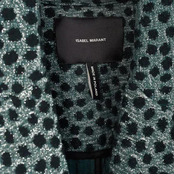 Isabel Marant Albury Teal Metallic Spotted-Jacquard Jacket